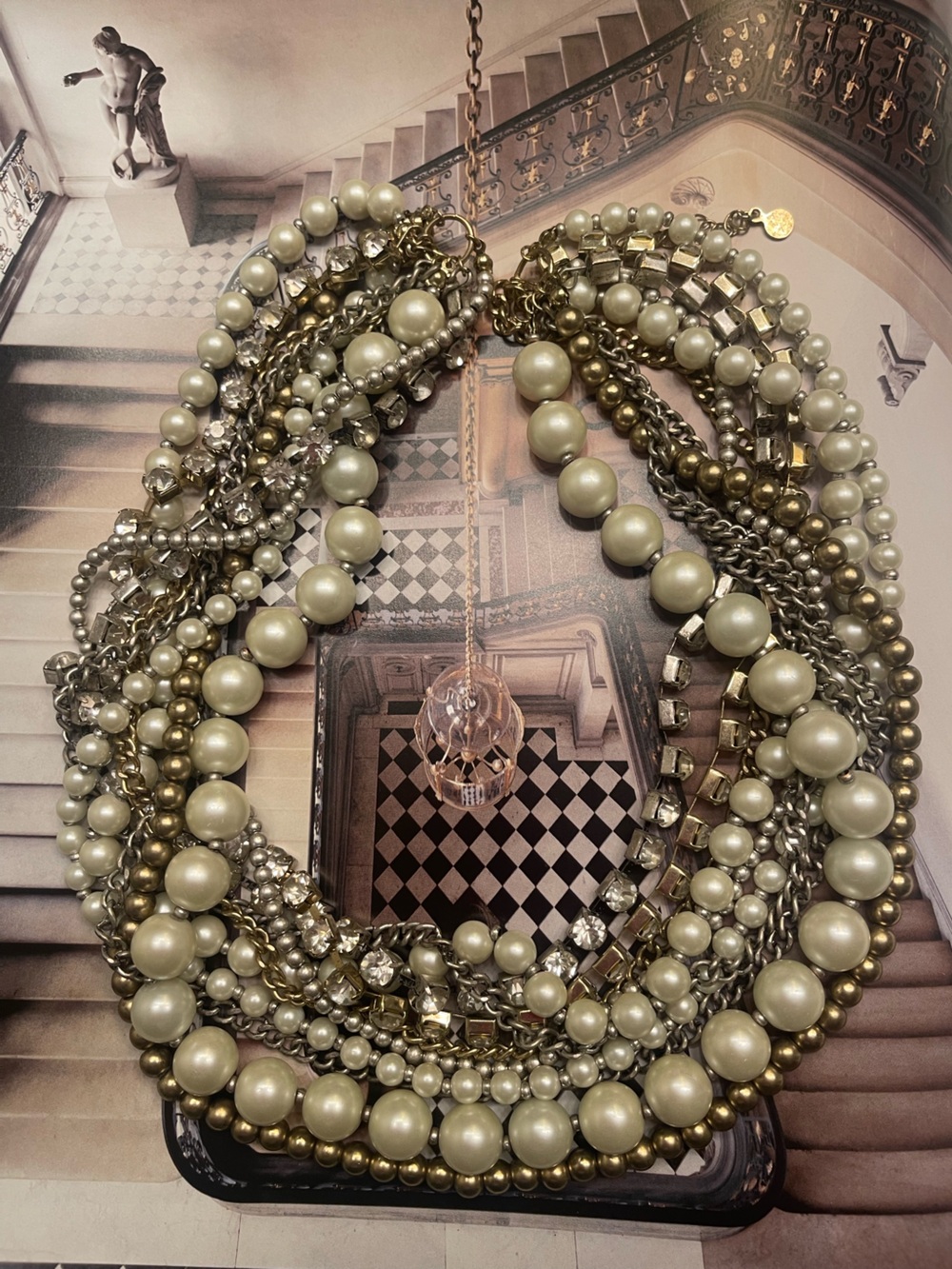 LOFT Multi-Strand Faux Pearl and Mixed Metal Necklace